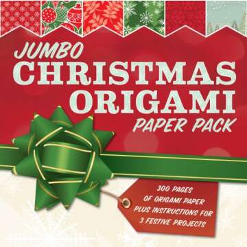 Jumbo Christmas Origami Paper Pack: 285 Sheets of Origami Paper Plus Instructions for 3 Festive Proj...