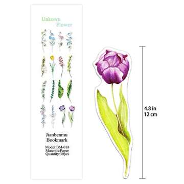 Colorful Flower Bookmarks, 30 PCS (Unknown Flower)