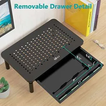 WALI Adjustable Monitor Stand with Storage and Airflow