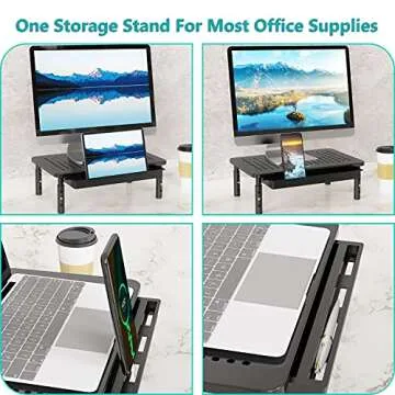 WALI Adjustable Monitor Stand with Storage and Airflow