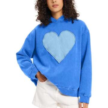 FAIABLE Oversized Heart Patch Hoodie for Women