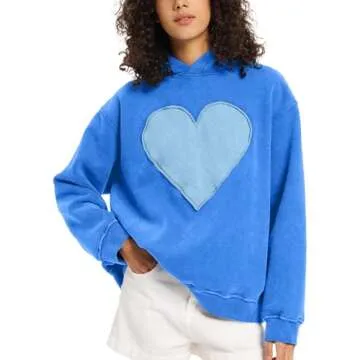 FAIABLE Oversized Heart Patch Hoodie for Women