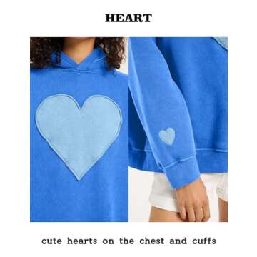 FAIABLE Oversized Heart Patch Hoodie for Women