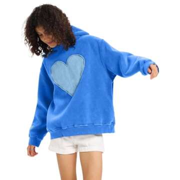 FAIABLE Oversized Heart Patch Hoodie for Women