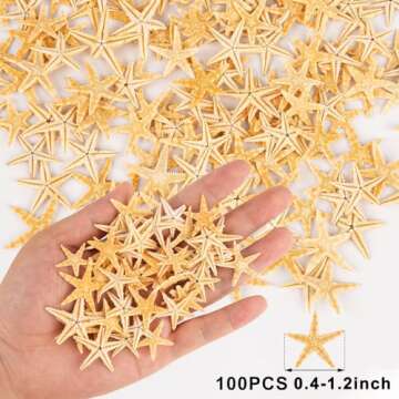 QEQEKAKA 100 PCS Starfish for Crafts 0.4" to 1" Natural Small Starfish Decor Bulk, Mini Starfish for Wedding Beach Theme Decor Home DIY Crafts Decor