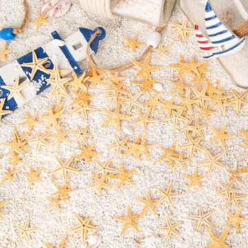 QEQEKAKA 100 PCS Starfish for Crafts 0.4" to 1" Natural Small Starfish Decor Bulk, Mini Starfish for Wedding Beach Theme Decor Home DIY Crafts Decor
