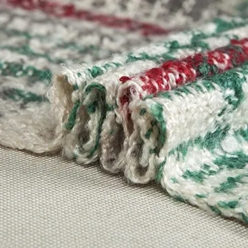 LALIFIT Christmas Home Decor Super Soft Vintage Fluffy Plaid Throw Blanket-100% Acrylic Cashmere-like- Bedspread Picnic Tailgate Stadium RV Camping Blanket with Fringe,50in W x 67in L (Green/Red)