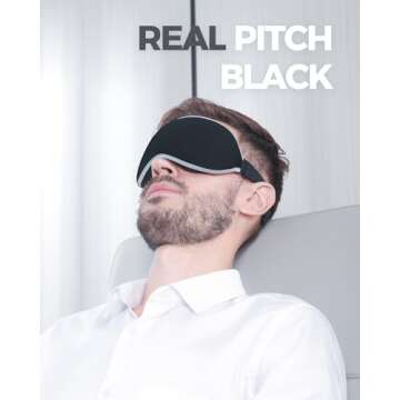 MZOO Luxury Sleep Mask for Back and Side Sleeper, Completely Block Out Light Sleeping Eye Mask for Women Men, Zero Eye Pressure 3D Contoured Night Blindfold, Breathable & Soft Eye Shade Cover Black