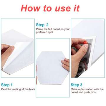 Outus 10 Packs Pin Board Hexagon Felt Board Tiles Bulletin Board Memo Board with 20 Pieces Push Pins...