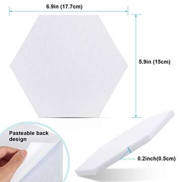 Outus 10 Packs Pin Board Hexagon Felt Board Tiles Bulletin Board Memo Board with 20 Pieces Push Pins, Decoration for Home Office Wall(5.9 x 7 Inches/ 15 x 17.7 cm,White)
