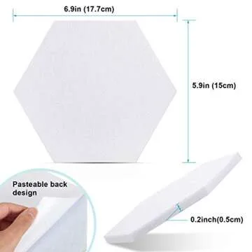 Hexagon Felt Bulletin Board Tiles with Push Pins – 10 Packs