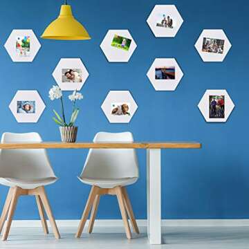 Outus 10 Packs Pin Board Hexagon Felt Board Tiles Bulletin Board Memo Board with 20 Pieces Push Pins, Decoration for Home Office Wall(5.9 x 7 Inches/ 15 x 17.7 cm,White)