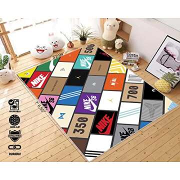 Sneakers, Sneakers Doormat, Shoes Box Rug, Street Fashion, Flying Mat, Sneaker Room Decor, Living Room Rug, Popular Rug pe343 (2.6x3.9 feet - 80x120 cm)