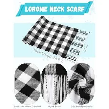 Winter Hat Scarf Gloves and Ear Warmer, Knit Warm Beanie Hat Touch Screen Gloves Long Knitted Plaid Scarf Set Gifts for Women