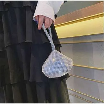 TOPCHANCES Women's Triangle Bling Clutch Purses and Handbags, Rhinestone Evening Bags and Clutches for Women Gilrs (Silver)