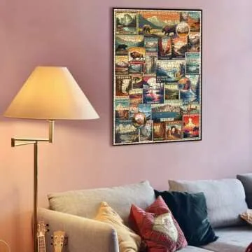 Vintage National Parks Puzzle for Adults 1000 Pieces, Travel Poster Landscape Puzzle Including Yellowstone Zion Acadia Yosemite, Nature Jigsaw Puzzles Scenery Mountain Scene