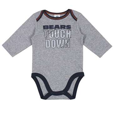 Gerber Unisex Baby NFL 2 Pack Long Sleeve Onesie Bodysuit, Team Color, 18 Months