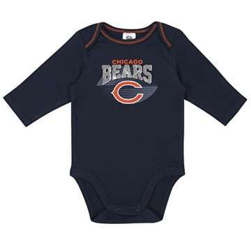 Gerber Unisex Baby NFL 2 Pack Long Sleeve Onesie Bodysuit, Team Color, 18 Months