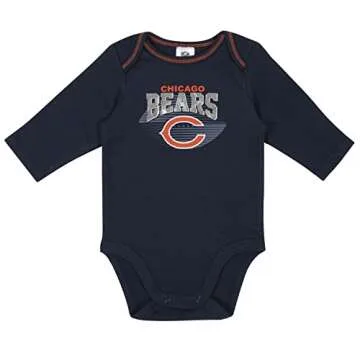 Gerber Unisex Baby NFL 2 Pack Long Sleeve Onesie Bodysuit, Team Color, 18 Months