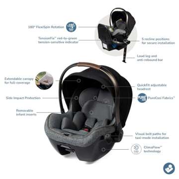 Maxi-Cosi Peri™ 180 Rotating Infant Car Seat, Baby Car Seat Rotating Carseat, Swivel Car Seat, Ony...