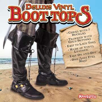 Kangaroo Pirates Boot Covers - Durable Faux Leather Costume Accessory
