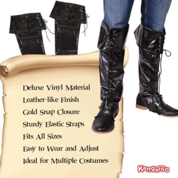 Kangaroo Pirates Boot Covers - Durable Faux Leather Costume Accessory