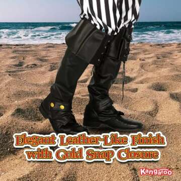 Kangaroo Pirates Boot Covers - Durable Faux Leather Costume Accessory
