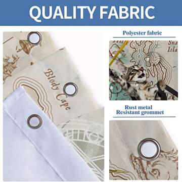 AAtter Funny Cat Shower Curtain Riding Whale Fun Sea Cute Ocean Wave Nautical Map Beach Theme Teal Bathroom Waterproof Fabric Polyester Accessories (W60''xH72'') 12 Hooks Included