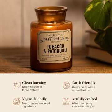 Paddywax Artisan Apothecary Candle, Tobacco & Patchouli