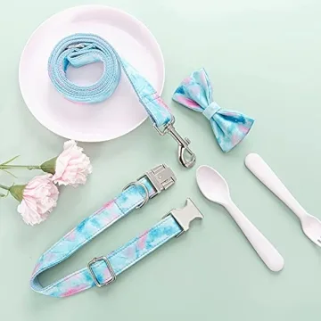 Personalized Pastel Rainbow Dog Collar with Engraved Buckle