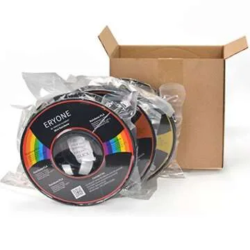 Eryone Silk PLA Filament Bundle, 1.75mm, 1.1 LBS/Spool, 3 Spools Pack, Dimensional Accuracy +/- 0.05 mm, 1.5kg (3.3LBS) / Pack (Gold/Rainbow/Copper) …