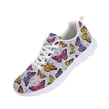 Wanyint Colorful Butterfly Print Women Sneakers Vintage Butterflies Running Walking Shoes Fashion Te...