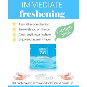 Cleanse.Freshen.Go. Anti-Bacterial Dental Appliance Cleansing Towelettes - Exciting Mint (100 ct)