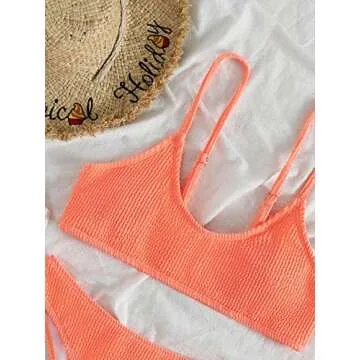 SOLY HUX Women's Solid Textured Bikini Sets for Summer