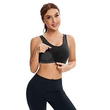 SJBYST Padded Longline Sports Bra Women Medium Support Criss-Cross Twist Tank Top Yoga Bra for Gym Runing Workout Activewear Black Medium