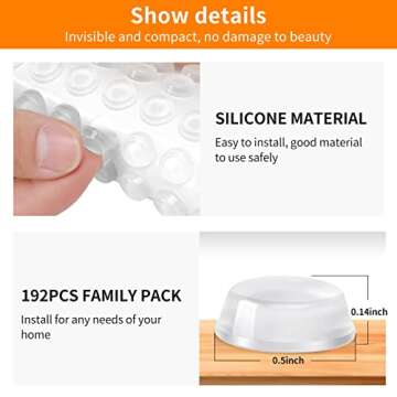 CHUNZEXI 192Pcs Cabinet Door Bumpers Clear Self Adhesive- Rubber Door Stoppers for Cabinets and Drawers