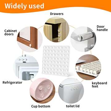 CHUNZEXI 192Pcs Cabinet Door Bumpers Clear Self Adhesive- Rubber Door Stoppers for Cabinets and Drawers