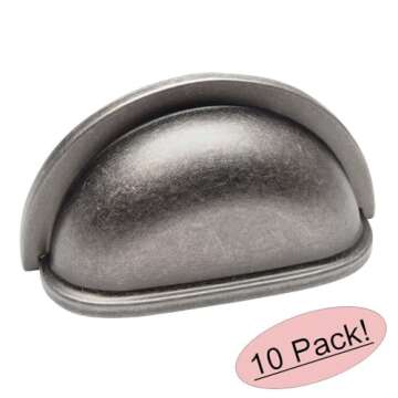 Cosmas 10 Pack 4310WN Weathered Nickel Cabinet Hardware Bin Cup Drawer Handle Pull - 3" Inch (76mm) Hole Centers