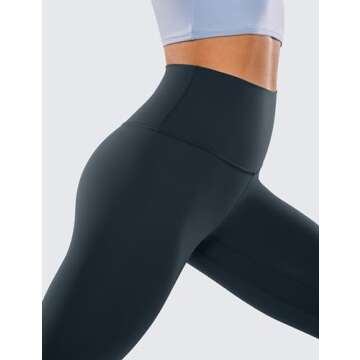 CRZ YOGA Womens Brushed Naked Feeling Workout Leggings 25" - High Waisted Gym Compression Tummy Control Yoga Pants True Navy Small