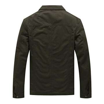 WenVen Men's Canvas Cotton Military Jacket Tactical Outwear (Army Green, L)