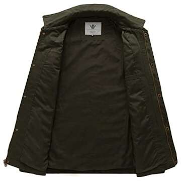 WenVen Men's Canvas Cotton Military Jacket Tactical Outwear (Army Green, L)