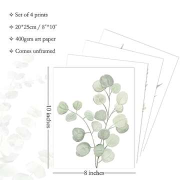 Howwii Botanical Boho Bathroom Decor Wall Art Prints, UNFRAMED Sage Green Plants Decor for Bedroom|O...