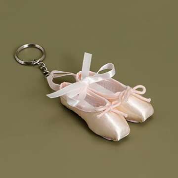 ZXPJUA Pointe Shoe Keyring, Ballet Shoe Keychain Ring, Women's Charm Accessory Gift（A pair）