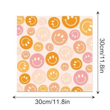 JOINFANXIN Boho Daisy Face Checkered Gift Scrapbook Paper Pad - 24 Pcs Retro Groovy Checkered Decorative Craft Double-Sided Decopodge Cardstock for DIY Decorations & Cardmaking