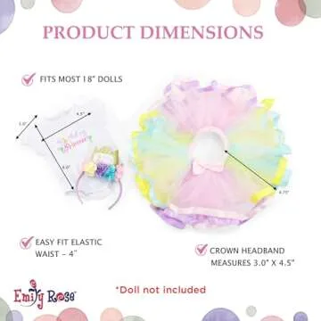 Emily Rose 18 Inch Doll Clothes | 18" Doll 3 PC Clothing Outfit Gift Set - Birthday Princess, Includes Headband Tiara | Doll Clothing is Compatible with American Girl Dolls