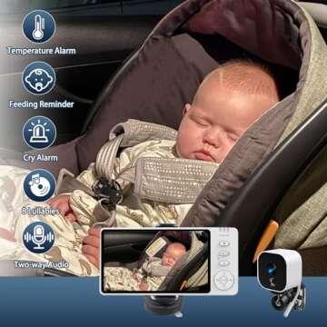 GdoyrL Baby Car Camera Backseat Wireless Baby Monitor with Camera (Max. Range 1000FT) Multifunctiona...