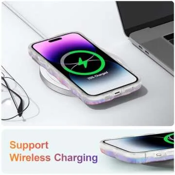 EYZUTAK Case for iPhone 14 Pro Max, Colorful Retro Oil Painting Printed Flower Laser Glossy Pattern Cute Curly Wave Edge Exquisite Stylish Durable TPU Protective Phone Cover for Girls Women-Green