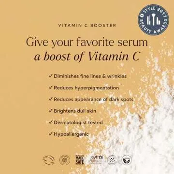 True Botanicals Vitamin C Booster Powder | Treats Dark Spots & Visibly Brightens w/Ferulic Acid | Supercharge Any Serum/Moisturizer | Dermatologist Tested, All Natural, Vegan | 0.5 oz | 14 g