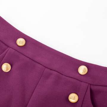 Belle Poque Women Knee Length Skirts with Pockets Vintage Business Casual Office Work Skirt for Fall Winter Purple L