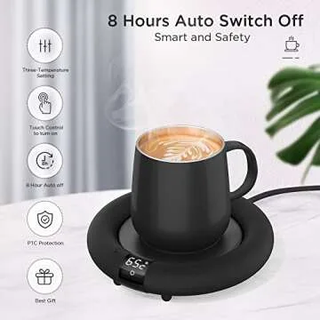 EasyAcc Coffee Mug Warmer 2023 with Silicon Lid & Auto Shut-Off